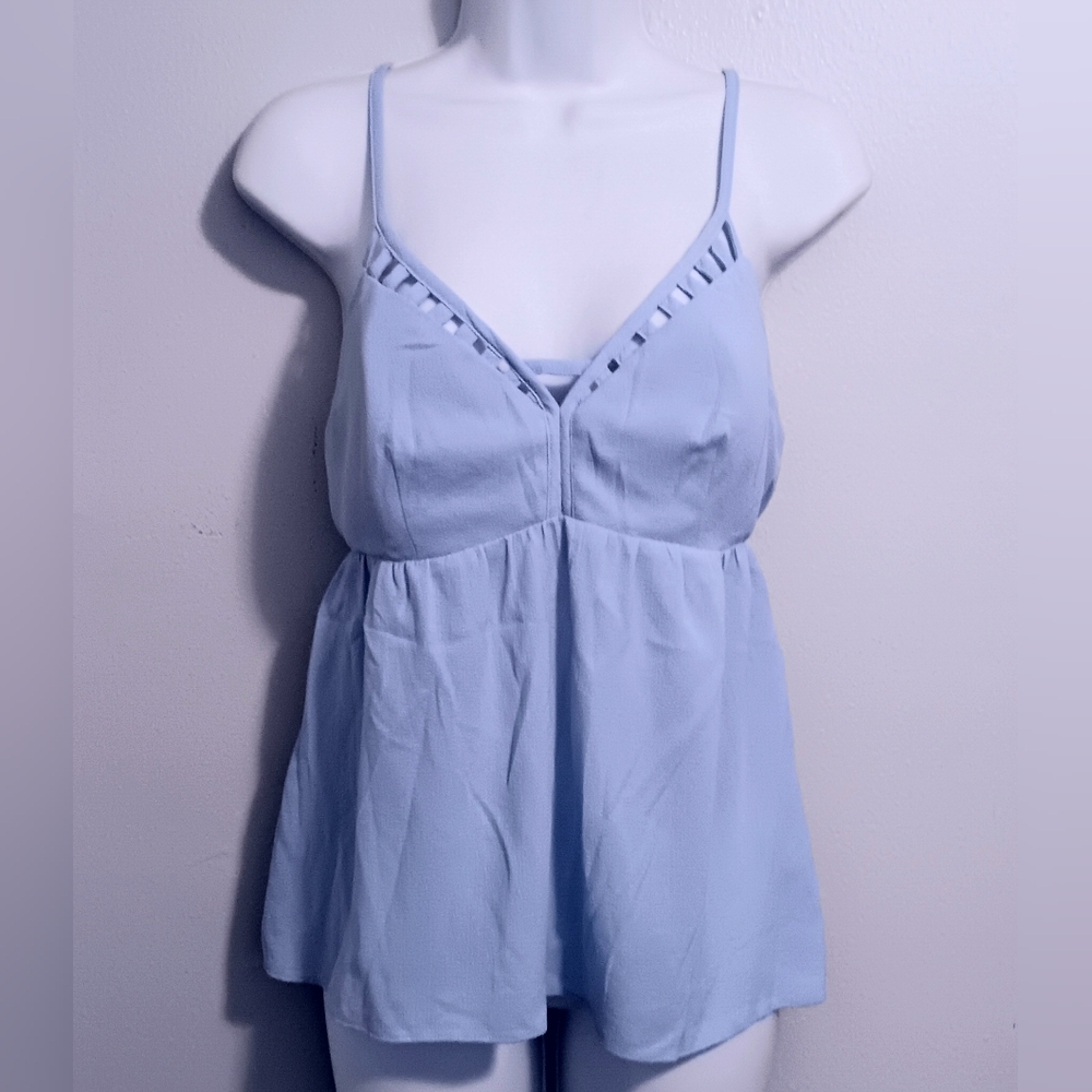 Candie's Light Blue Women's Spaghetti Strap Babydoll Top Size L